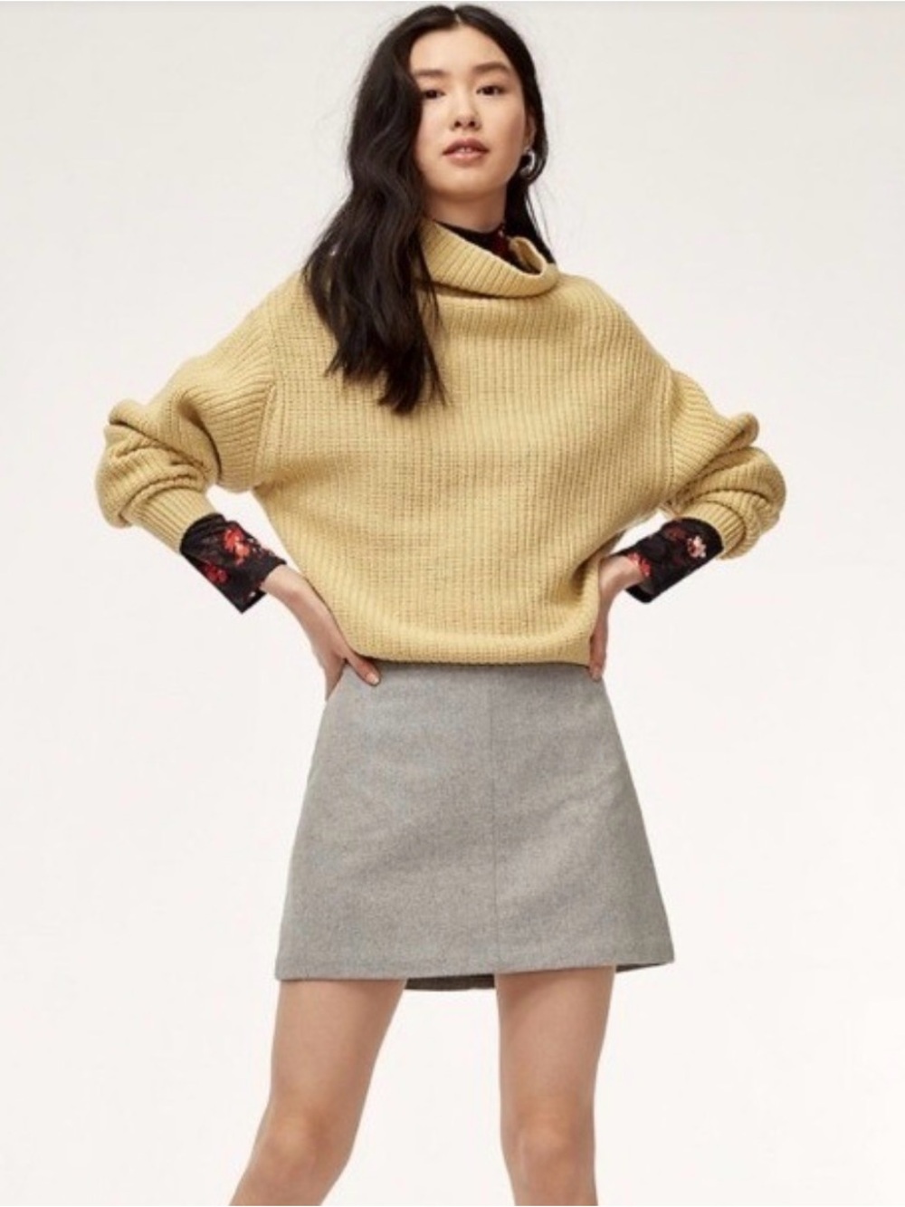 Wilfred Aritzia Grey Wool-blend Skirt (4)